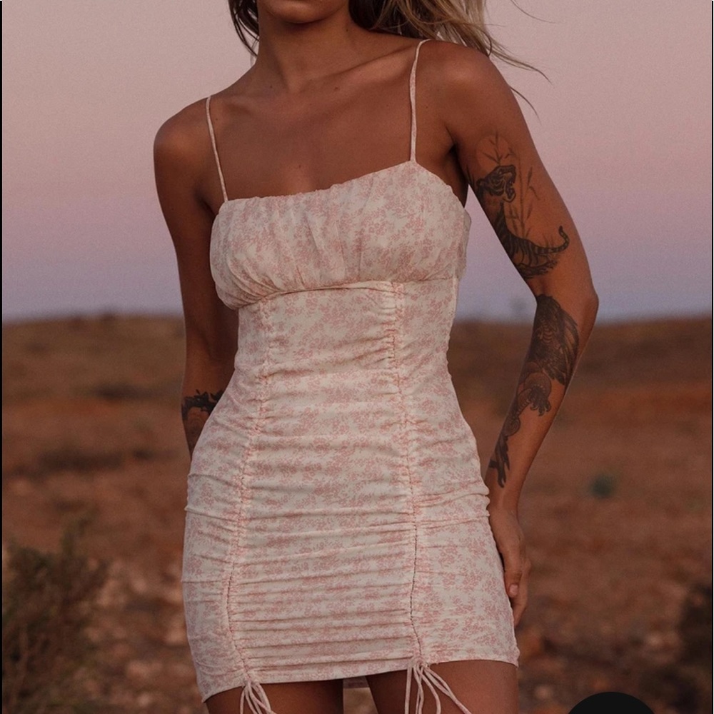Princess Polly Ivy Hollow Pink/White Floral Rutched Mini Dress